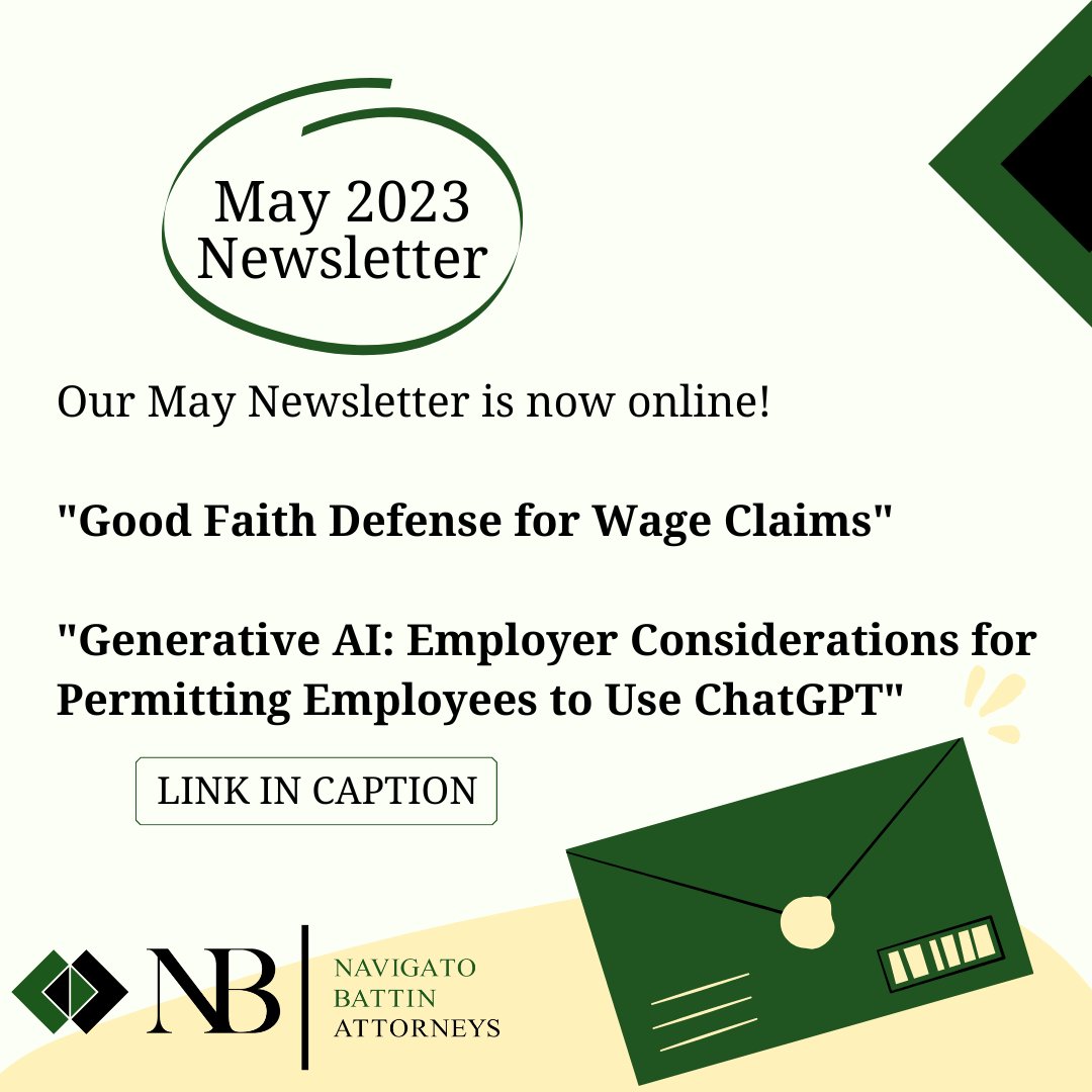 NavBat_'s tweet image. May 2023 Navigato &amp;amp; Battin, LLP Newsletter - mailchi.mp/e3315bf2d9a8/m…