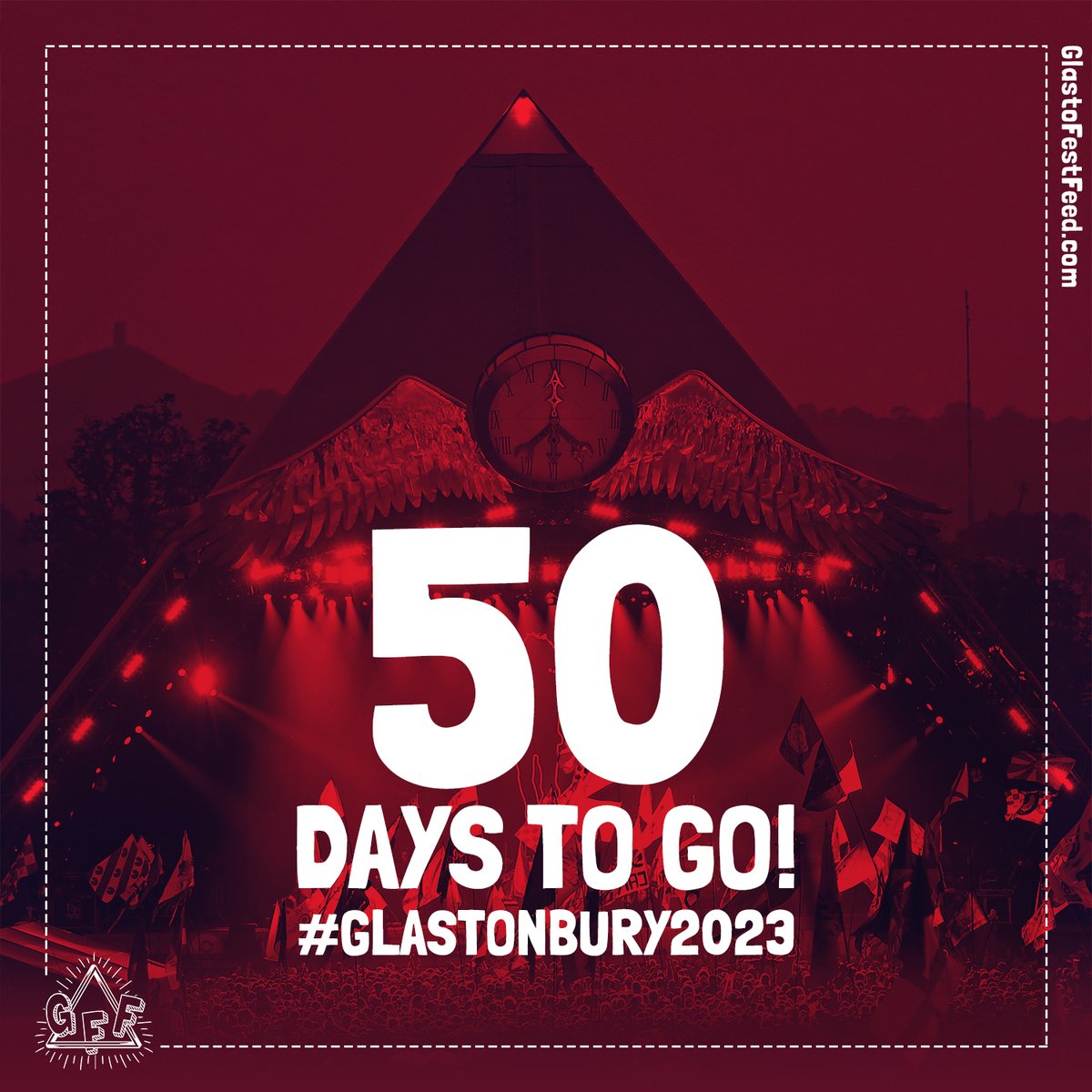GlastoFestFeed's tweet photo. 📢💨 50 DAYS TO GO! 🤩

#Glastonbury2023 https://t.co/utnyWcZ955