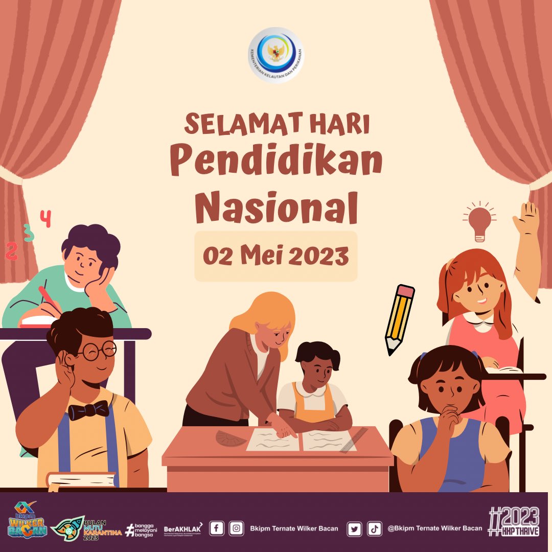 wilkerbacan's tweet photo. Selamat Hari Pendidikan Nasional 2 Mei 2023 untuk para pendidik dan terdidik di Indonesia. Mari lanjutkan perjuangan Ki Hajar Dewantara dalam memajukan pendidikan Indonesia #KKPThrive @kkpgoid @bkipm_kkp @BuTariPmk @BKIPMTernate @arsal_azis @Ambodallemardia @UHardianto https://t.co/O32Qo0c6L2
