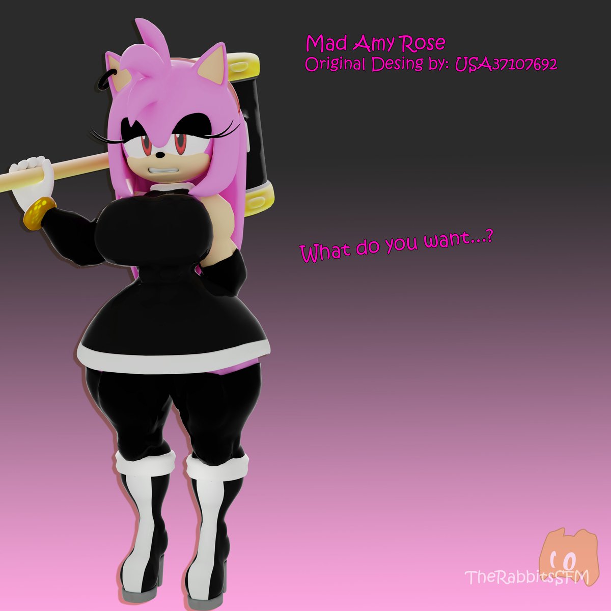 Mad Amy Rose

Original Desing by: <a href="/USA37107692/">USA</a> 

I've got inspired by their design of Mad Amy so, I did a minor edit for her at Blender

I hope you guys like it :3

4k Download: patreon.com/posts/mad-amy-…