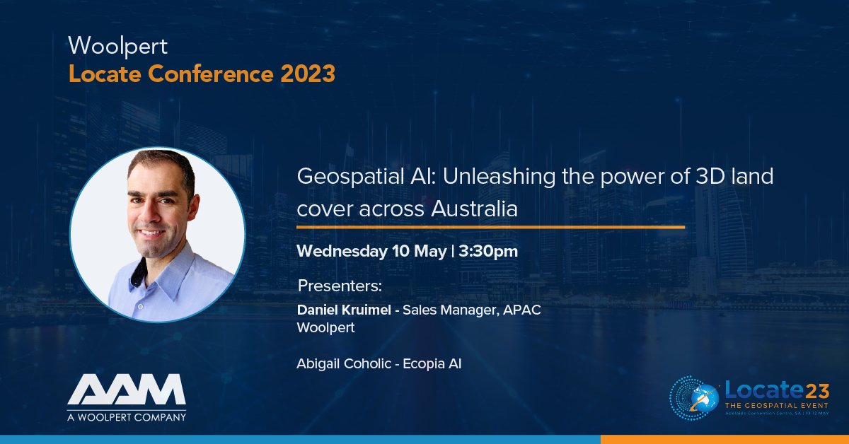 <a href="/AAMGroup/">AAM, a Woolpert Company</a> Sales Manager Daniel Kruimel will be joined by Abigail Coholic of Ecopia AI to deliver a workshop on ‘Geospatial AI: Unleashing the Power of 3D Land Cover Across Australia' at @LocateConf. Learn more about about <a href="/woolpert/">Don Gian</a> at #locate23 here hubs.la/Q01N0HZd0