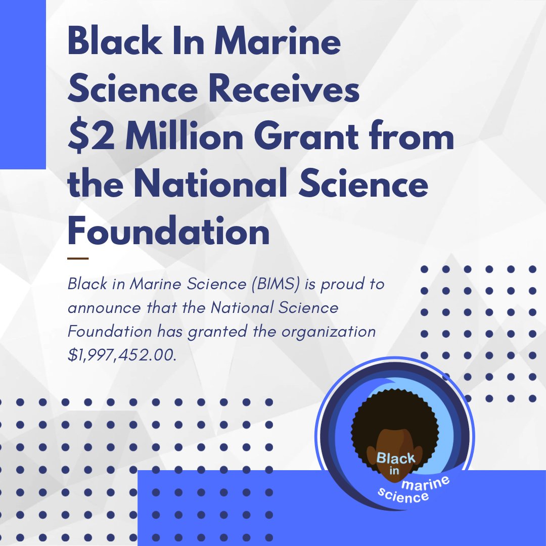 Black in Marine Science (@blackinmarsci) on Twitter photo We are so excited to announce that the National Science
Foundation has awarded BIMS a $2 Million grant to support our BIMS Tidal Wave program! Check out the press release at bit.ly/44eej9H We are so excited to announce that the National Science
Foundation has awarded BIMS a $2 Million grant to support our BIMS Tidal Wave program! Check out the press release at bit.ly/44eej9H