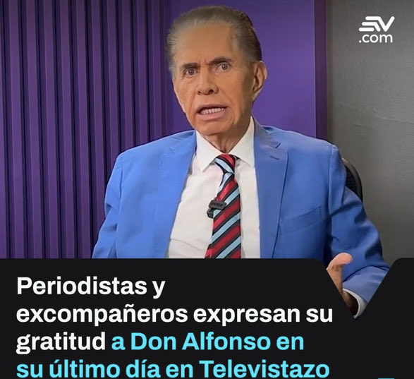 CadenaHugo's tweet photo. Eminencia en el periodismo ecuatoriano. Con 56 años de experiencia en la televisión del país y un premio internacional por permanecer ininterrumpidamente como presentador de TV. Poseedor de credibilidad y confianza. Hasta siempre
#QueridoDonAlfonso https://t.co/TU53HI9AUM