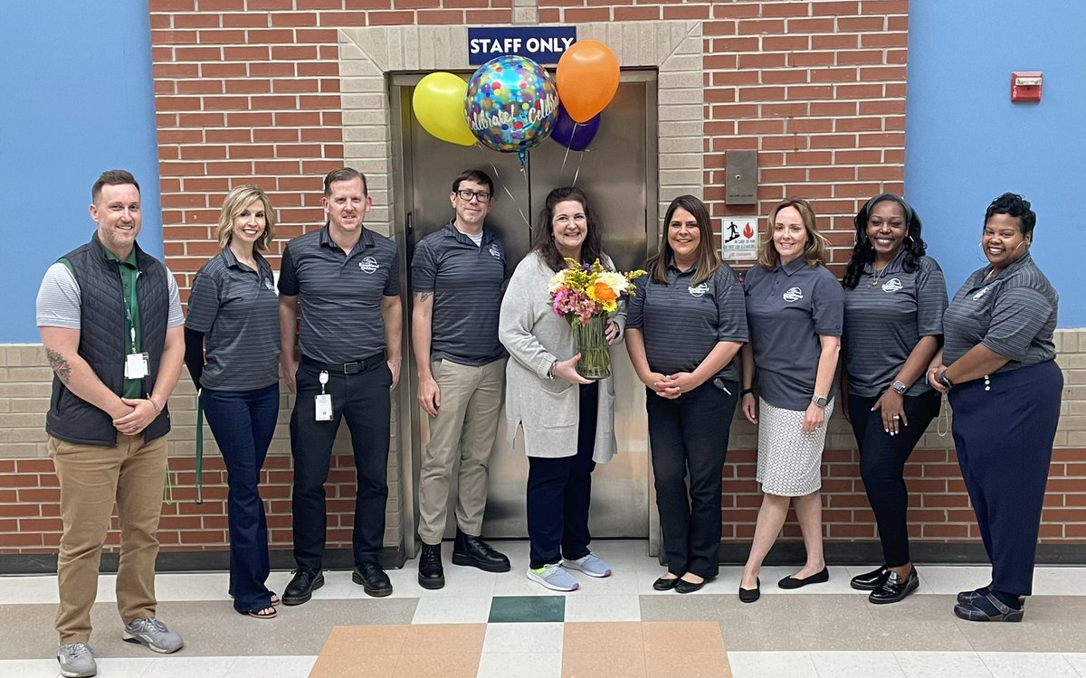 AMMSLions's tweet photo. Thank you to the @FCS_SEC team for surprising @EliseKreitner to celebrate her FCS Teacher of the Year win!! #AMMSLions https://t.co/jOYjBolHlf