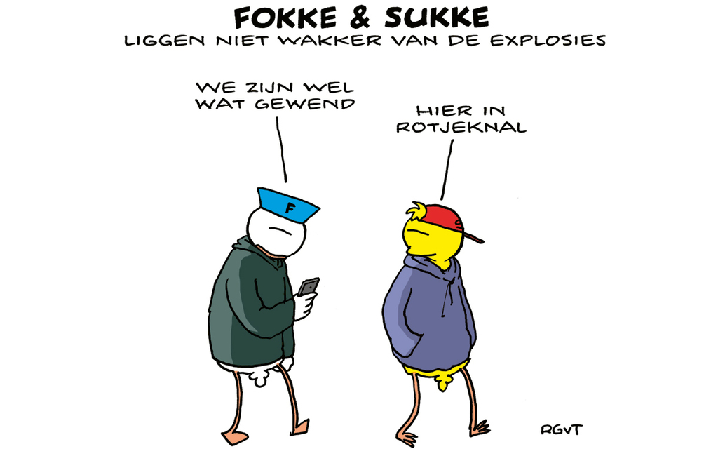 Fokke &amp; Sukke: F&amp;S liggen niet wakker van de explosies (NRC, di, 02-05-23) - #humor |