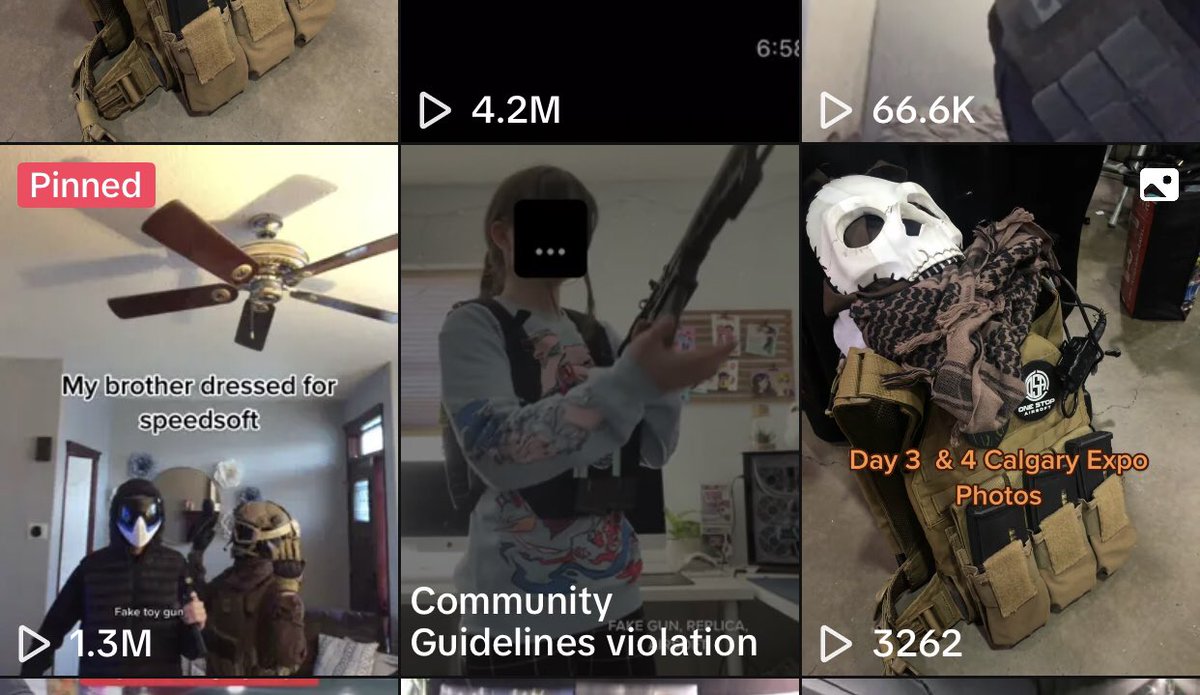 CallsignMothrah's tweet photo. Another false @tiktok_us strike. They do not care enough for their creators, even larger ones. They don’t care to check the content they are striking. This is going to sit here for 90 days and I risk my account being terminated all together over a replica. #airsoft https://t.co/RKx0HvDq8k