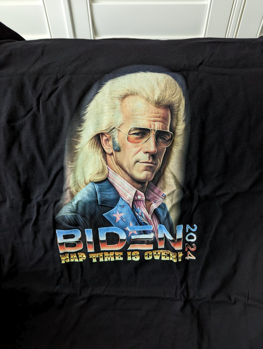 zakouts84's tweet photo. Got a FANTASTIC new @JoeBiden 2024 shirt.
#NapTimeIsOver https://t.co/91cdZTghJo