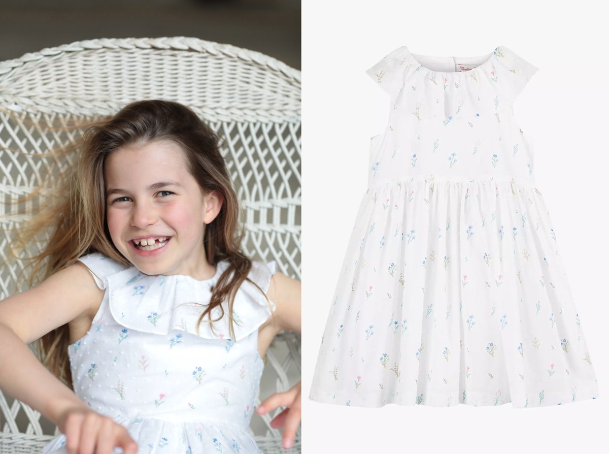 CharlotteStyleO's tweet photo. Princess Charlotte wore a Trotters dress for her 8th birthday portrait ➡️ https://t.co/o2umTnXAU5 https://t.co/qvmaixzzdW