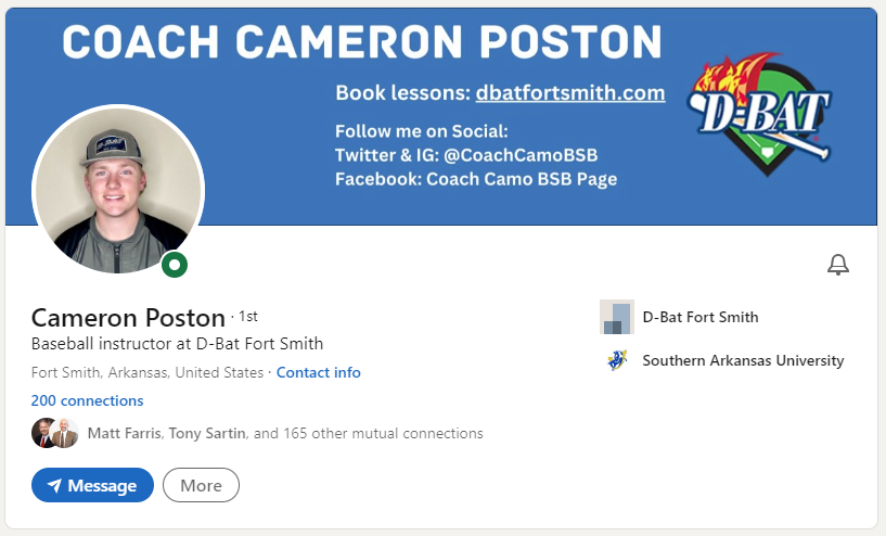 ptposton's tweet photo. Give my favorite Coach a follow. @CoachCamoBSB and get on his schedule at @dbatfortsmith. https://t.co/fdlEkGBvvr