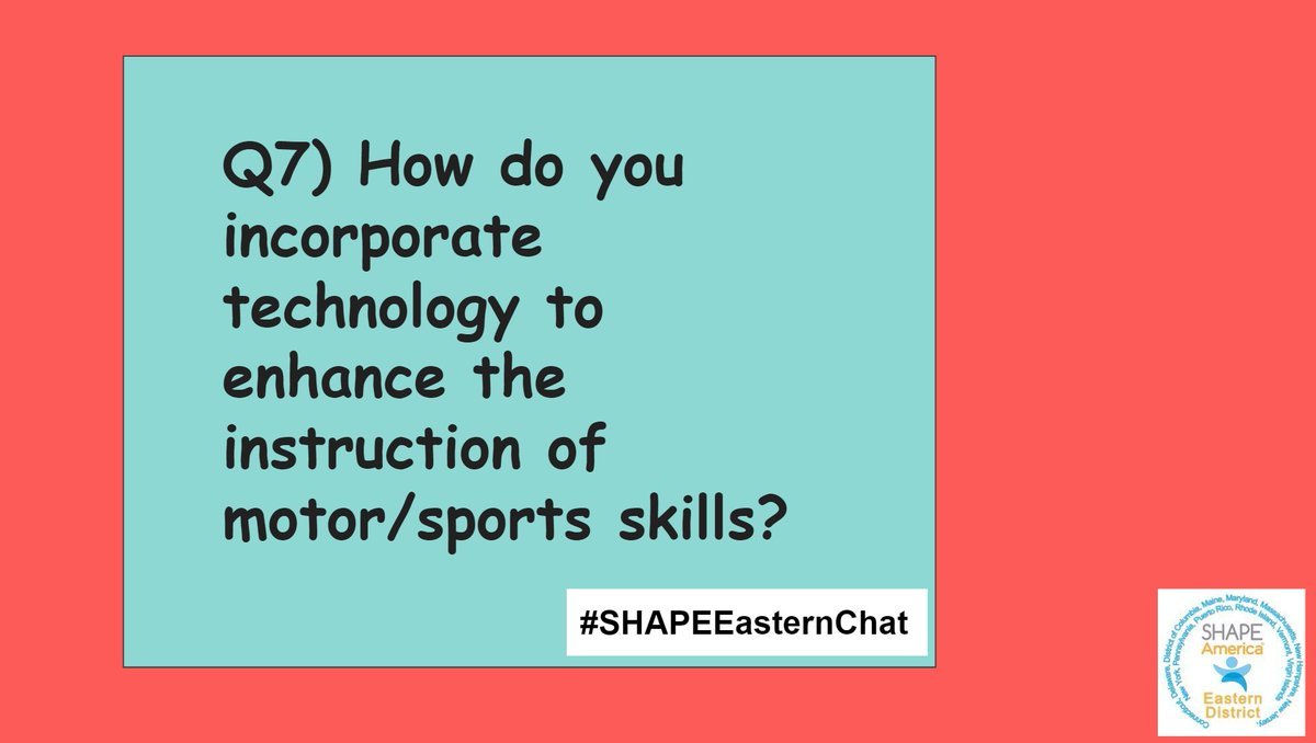 SHAPEeastern's tweet photo. Last question of the evening. Let us know how you use technology when teaching PE. #SHAPEEasternChat @MikeErtel10 @SHAPE_America https://t.co/qcHoLccZ1R