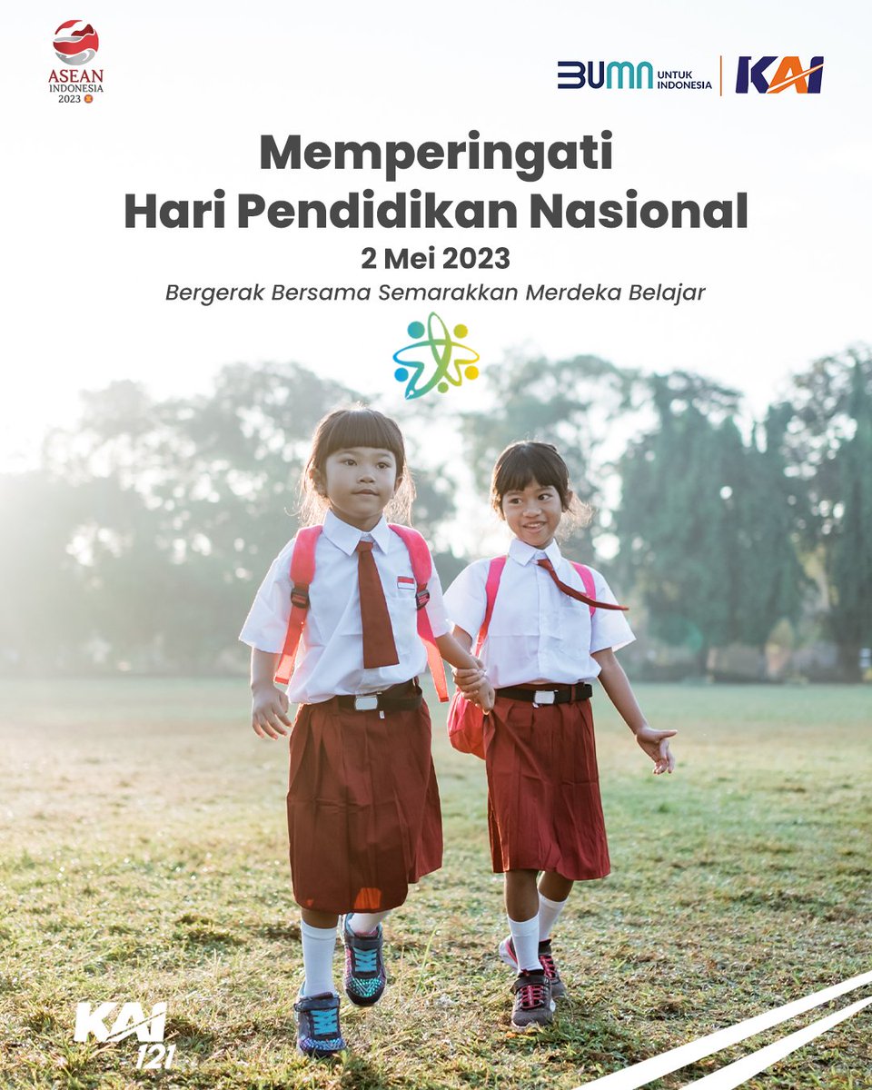 KAI121's tweet photo. Hari Pendidikan adalah momentum untuk merenungi perjuangan dari sang pelopor pendidikan, yang berhasil mengubah kualitas pendidikan di Indonesia, Ki Hadjar Dewantara.

Rayakan kegembiraan belajar dan menghargai peran penting pendidikan di hidup kita.

Mari Bergerak Bersama Semarakkan Merdeka Belajar, untuk Indonesia yang makin cerdas.

Selamat Hari Pendidikan Nasional, 2 Mei 2023.