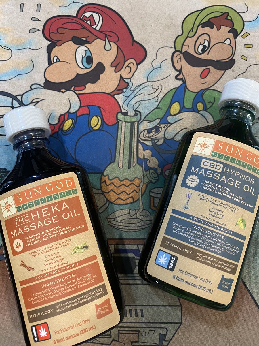 We just added these new #massage #oils from #SunGod and decided to take $5 bucks off the price, so you can take one of these home for only $20! #ComeSayHigh #MarioBrosMovie #Portland #Met #TheCDC #PDX #Oregon #CBD #THC #CannabisCommunity #Topicals #CheapWeed #Sales
