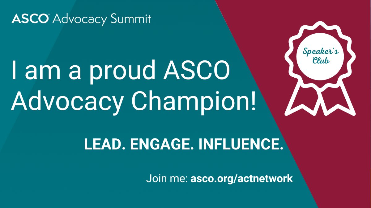 Thanks, @ASCO for naming me an Advocacy Champion for my continued commitment to advocating for issues affecting the #oncology community. 

- #FixPriorAuth & protect pt access to care 
- Ensure copay assistance counts towards pt out-of-pocket costs 
- Support fed. cancer research