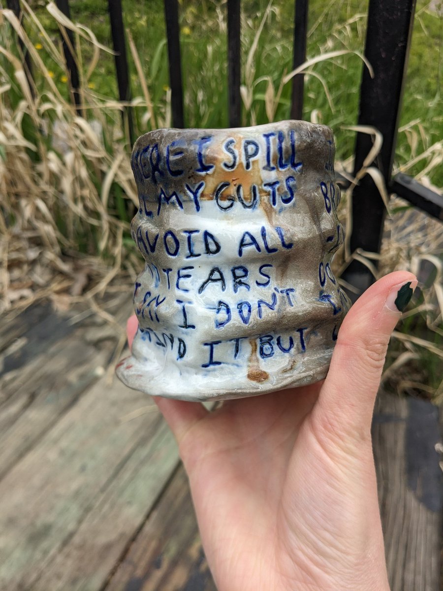 parker_crafts's tweet photo. had the @johnnyalligator mug refired! I still love it*, but it's different now 😉

*I like it a lot more now actually! Check out those pink spots! https://t.co/3n49o0GXl2
