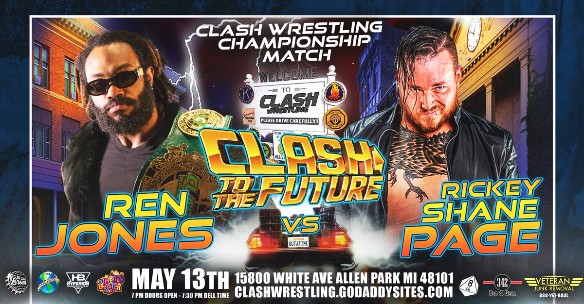 clashwrestling's tweet photo. It's time to witness some serious S#*T, as the #champion of #CLASHWrestling, @renjoneszn, prepares to face off against @RickeyShanePage on the electrifying date of 5/13, when we return with #CLASHTOTHEFUTURE!
๐๏ธavailable: https://t.co/ujppF4w2zn
#prowrestling #wrestling #detroit https://t.co/uSfdixlATg