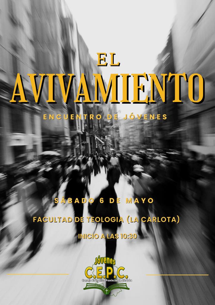 Esta semana un año más tenemos nuestra 42 EDICION CULTOS UNIDOS DE CORDOBA 2023, con el lema de EL AVIVAMIENTO. Tendran lugar los días 4,5 y 6 de esta semana.

La jornada del sábado tendremos  junto al programa principal en paralelo un programa especialmente de jóvenes