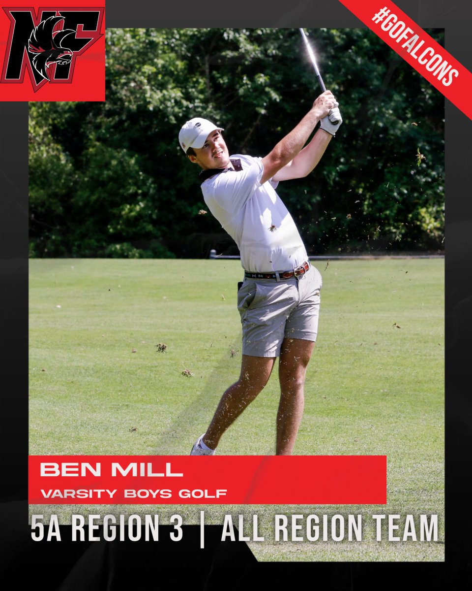 NAFO_Athletics's tweet photo. Varsity Boys Golf 
5A Region 3 | All-Region Team

Ben Mills 
Justin Wosje 
Tyler Kemmerlin 

#GoFalcons https://t.co/qTDdPHhT1v