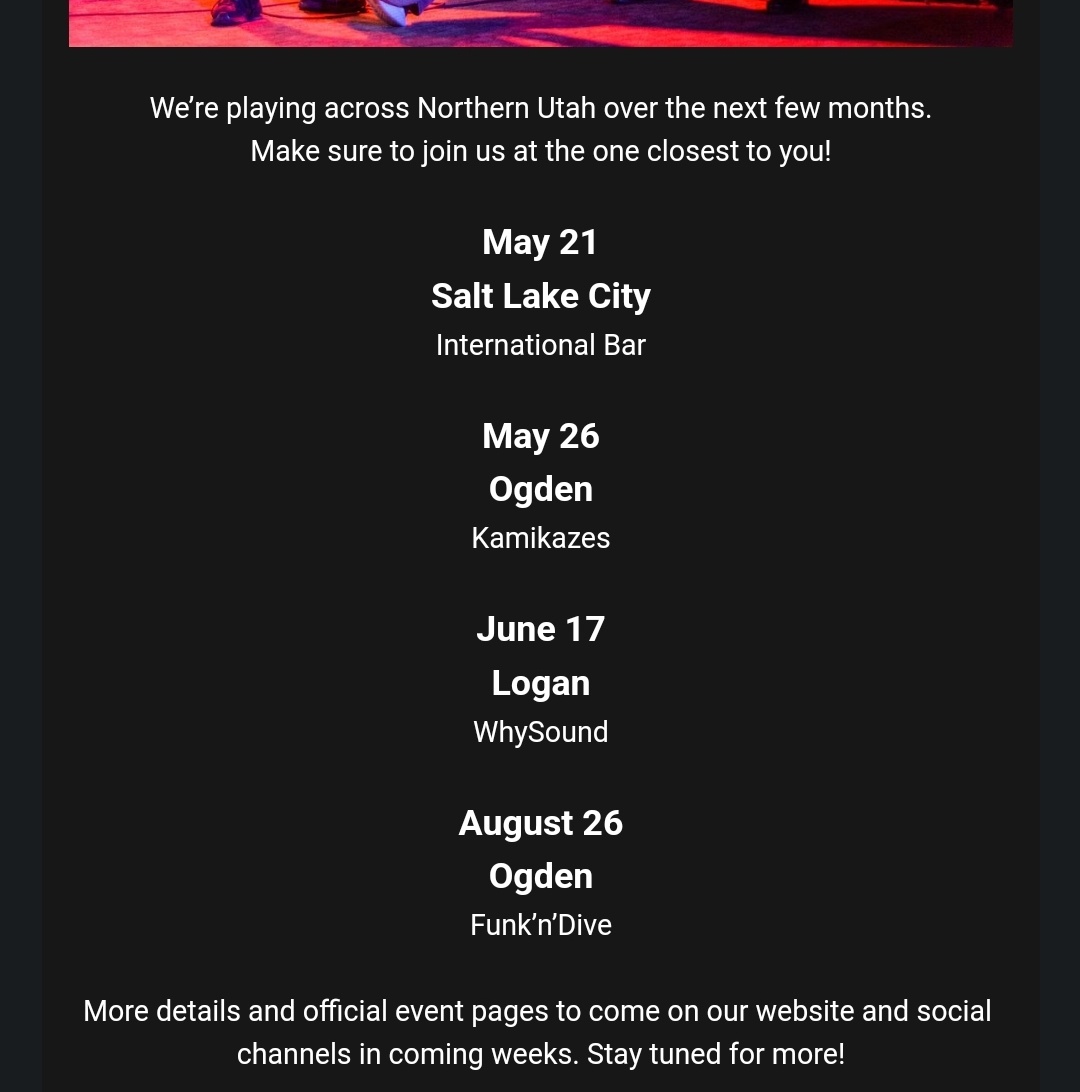 opendoorpolicy_'s tweet image. Hello #Utah! Looking forward to rocking out with you very soon! 😘

#UtahEvents #UtahBands #UtahMusic