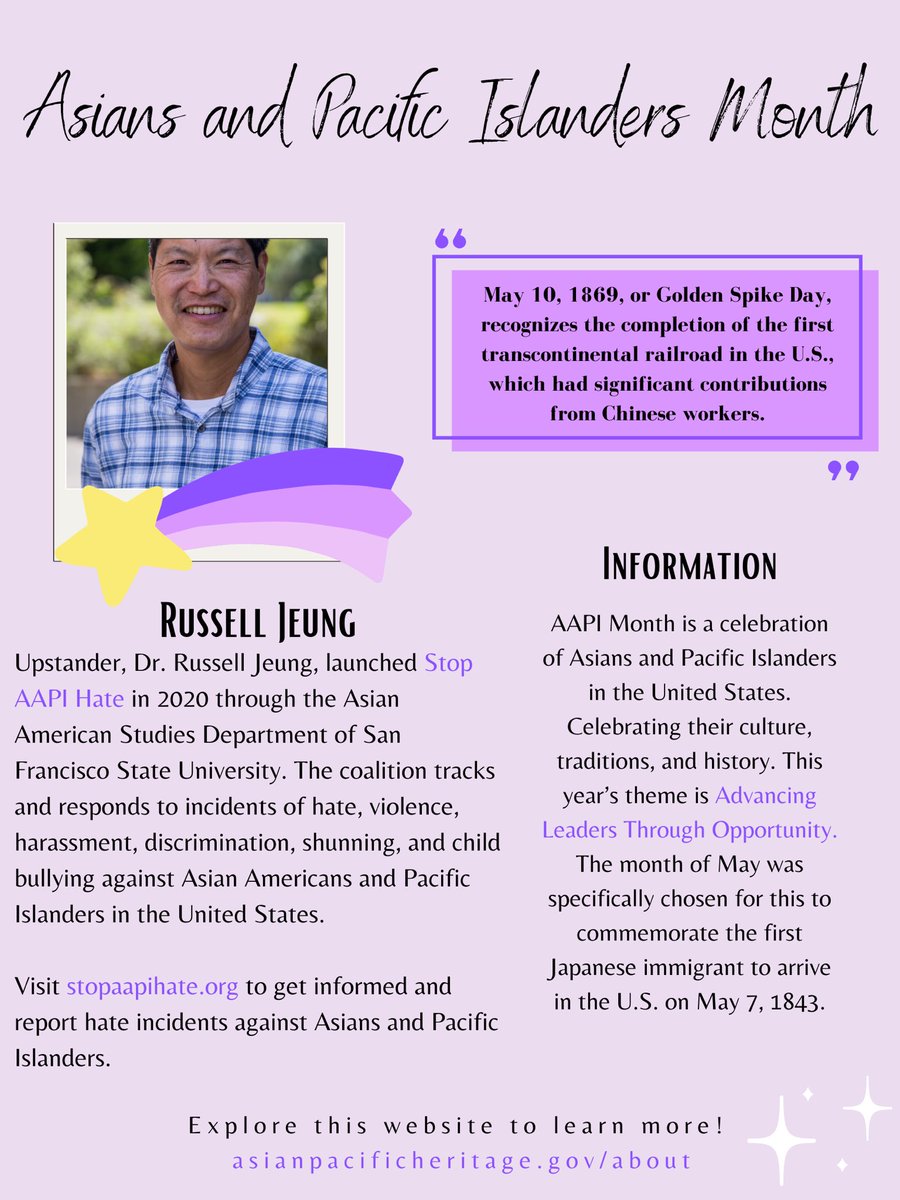 This May is Asian and Pacific Islander Month, a time to celebrate those in the US, their culture, traditions, and history. The Upstanders Club recognizes the work of Dr. Russell Jeung in creating Stop AAPI Hate. Happy #asianamericanpacificislandermonth!