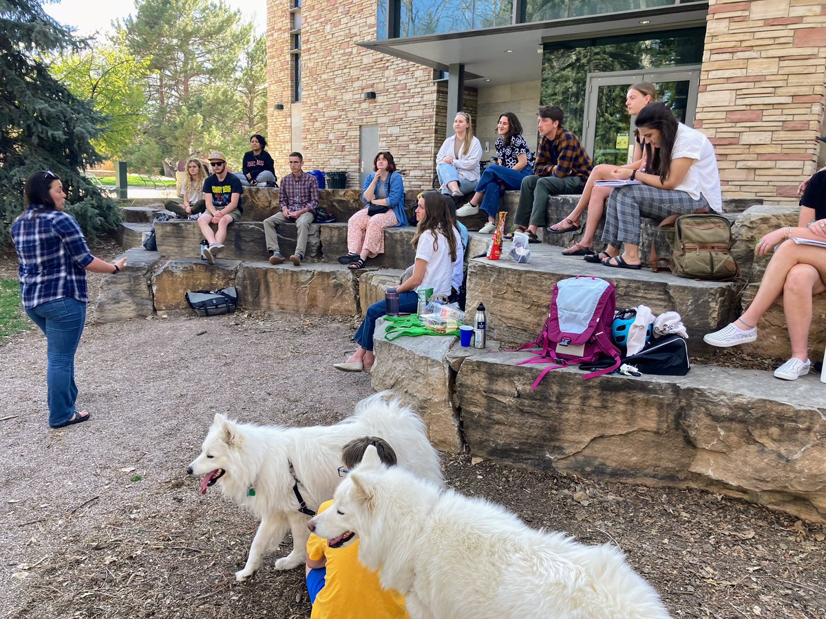 hethbill's tweet photo. Last day of my @WarnerCollege GIS/RS seminar, outside, with GIS pros, snacks, cute dogs and good convos about careers, skills and job hunting.
Thanks @caitlinmothes @carto_hearto, Amanda Hastings, and Laura Hanna for your time and insight.
#warnercollege #colostate https://t.co/XVs32V45ik