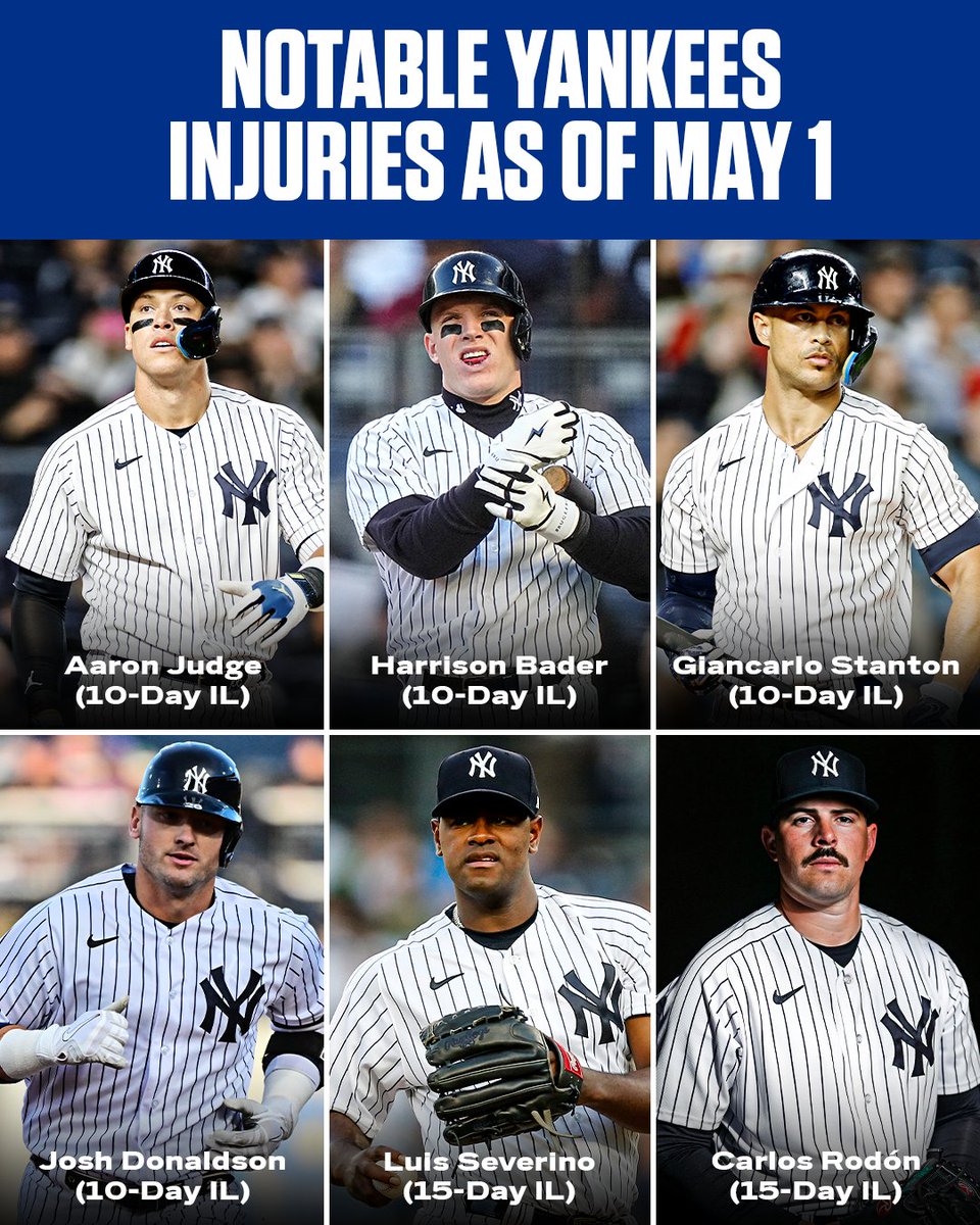 espn's tweet photo. The injury bug has hit the Bronx to start the season 😳 https://t.co/rxmKgsiDGH