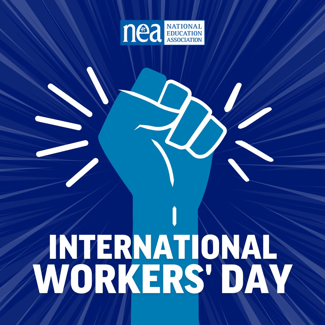 NEAToday's tweet photo. Today, and every day, we proudly stand in solidarity with workers around the world, as we fight to ensure that our voices are heard and our right to organize is protected. Let's celebrate the strength and resilience of workers everywhere! #MayDay https://t.co/ttHlBXRPLY