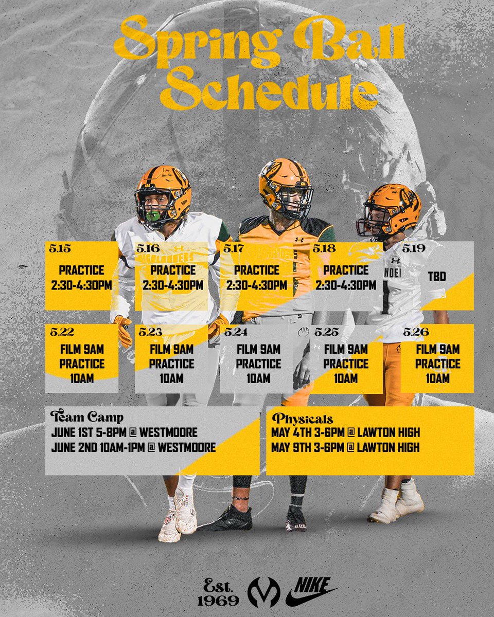MacHighlanders's tweet photo. May 1st means spring ball is right around the corner! Here is our schedule for the weeks to come! https://t.co/NSuyW4p4wN