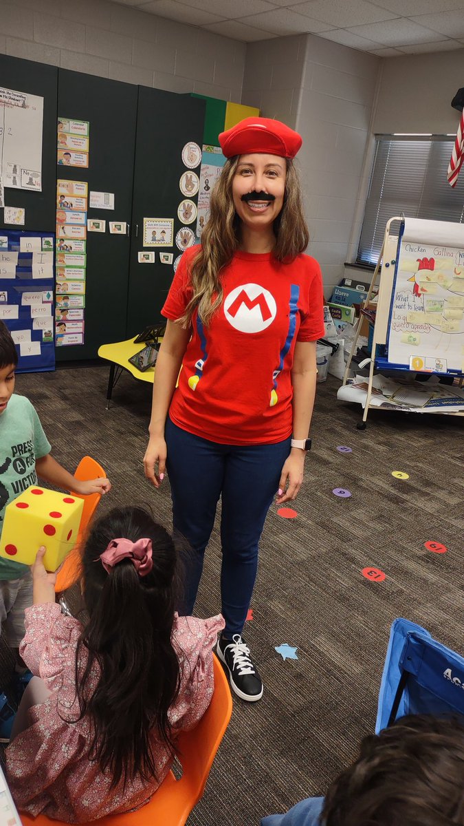 ajmteach's tweet photo. Our @HumbleISD_HE kindergarten classrooms have been transformed! Today I visited Super Mario World where students practiced adding and subtracting 1 from teen numbers. Ms. Elias out did herself! @HumbleElemMath https://t.co/eVC9smt7VO