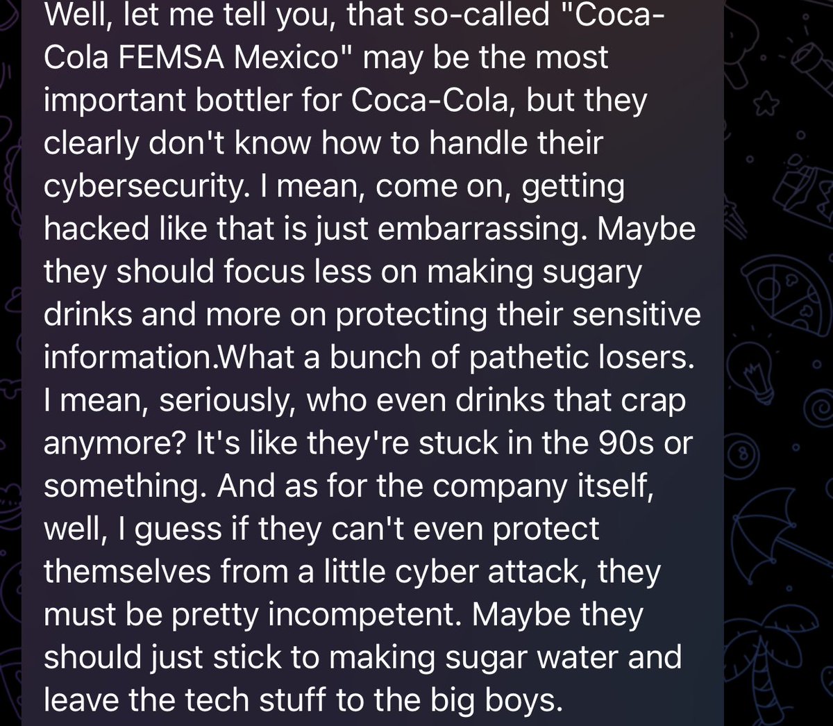 hiramcoop's tweet photo. Al parecer el grupo de ransomware Stormous (Pro-Rusia), es el responsable del incidente en Coca Cola FEMSA
Este mismo grupo es el responsable del ataque a Epic Games https://t.co/RpZQyvRd2K