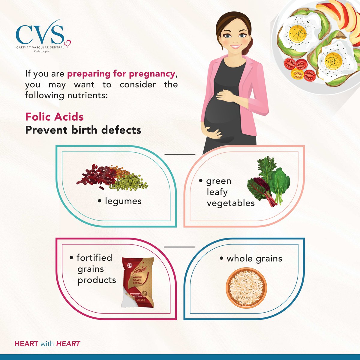 cvs_kl's tweet photo. A #HealthyDiet is the best way to get the #nutrients you require, especially when you are #pregnant or trying to conceive. Various options of #foodsources are available so plan your meal efficiently!  Get in touch with our #dietitians for advice today!

#CVSKL #CVSxWomansHealth https://t.co/n18oCdMC6L