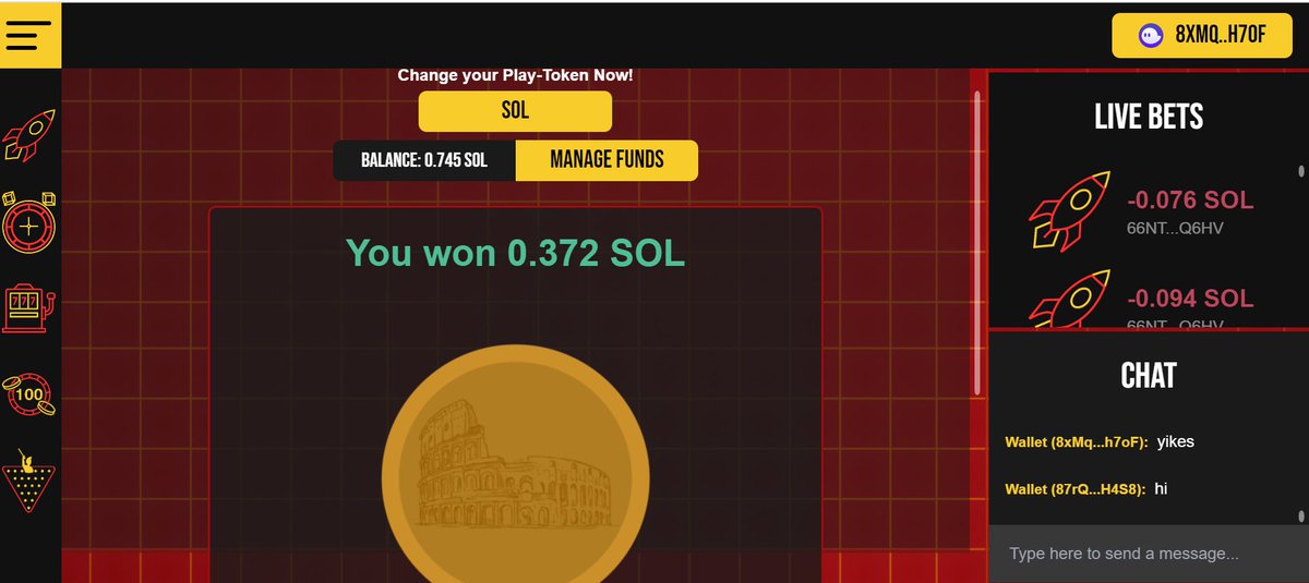 cryptoaugustus (@cryptoaugustus8) on Twitter photo Just got me a .7 #SOL win at <a href="/IMPERIALARMYY/">Imperial Roman Army (MINT LIVE)</a> Casino
👇
casino.imperialarmy.xyz
#NFT #SolanaNFT <a href="/CarlosOMFG/">Carlos | Gambulls.com</a> 🧹🧹🧹 Just got me a .7 #SOL win at <a href="/IMPERIALARMYY/">Imperial Roman Army (MINT LIVE)</a> Casino
👇
casino.imperialarmy.xyz
#NFT #SolanaNFT <a href="/CarlosOMFG/">Carlos | Gambulls.com</a> 🧹🧹🧹