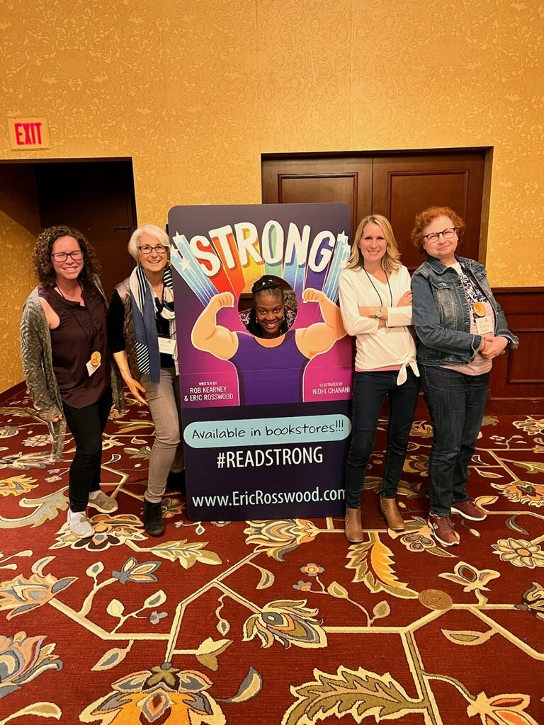 LAduskevich's tweet photo. Absolutely LOVED every minute of the NESCBWI Time to Stretch conference. It was an incredible event made even more special by the presence of my critique group. @valerie_bolling @MNW51 @hbmichaels #scbwi #12x12pb @nescbwi https://t.co/NRKegaNEuW