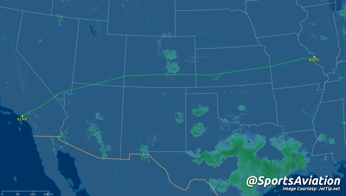 ⚾️ St. Louis Cardinals (@Cardinals) #STLCards 🆚 0-3 @ Los Angeles Dodgers #HereToPlay #STLvsLAD ✈️ N650DL | DAL8884 | B752 🛫 LAX - 6:51 pm PT (Sun.) 🛬 CPS - 12:08 am CT (Mon.) 📡 Tracking: jettip.net/airport/kcps/1…