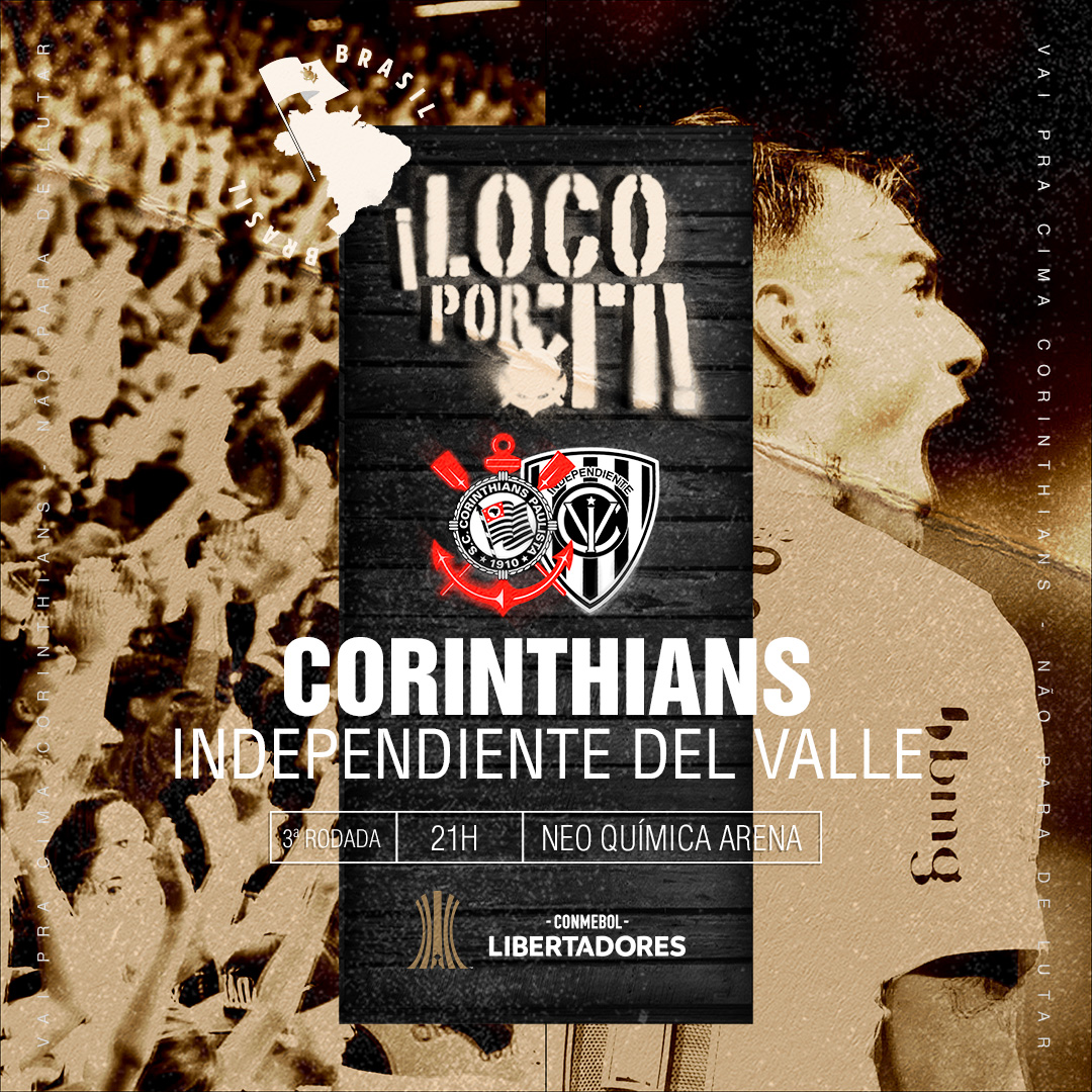 Corinthians's tweet photo. HOJE TEM CORINTHIANS EM CAMPO! 🖤🤍

🎶 TODO PODEROSO TIMÃO... 🎶

⚽ Corinthians x Independiente del Valle
🏆 @libertadoresbr (Fase de Grupos - 3ª rodada)
⏰ 21h (horário de Brasília)
🏟 Neo Química Arena
📺 Paramount+

#SCCPxIND
#DiaDeCorinthians
#VaiCorinthians https://t.co/bdPIHKZR8T
