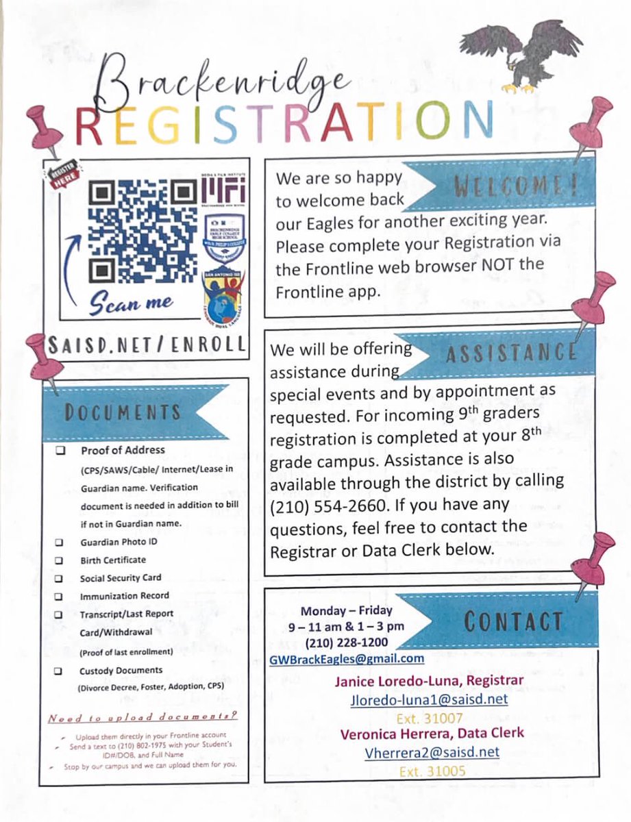 🚨 It’s that time of the year again, enroll your returning or incoming freshman today! #BrackNation 🦅