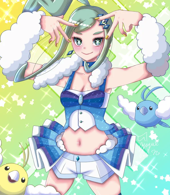歌い踊り舞う私はルチア ルチア&チルット (Lusia&Swablu) #ポケモンイラスト