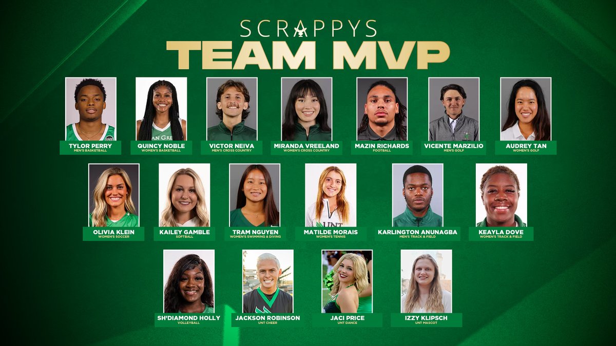 🗣️ M-V-P

Congratulations to all of our sports' most valuable players.

#GMG x #UNTScrappys