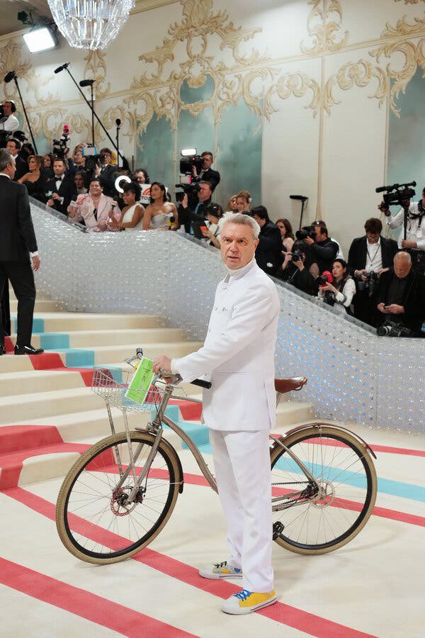 And you may ask yourself, ‘Well, how did I get here?’

If it’s Bike Month, even if it’s the Met Gala, it’s by bike.
