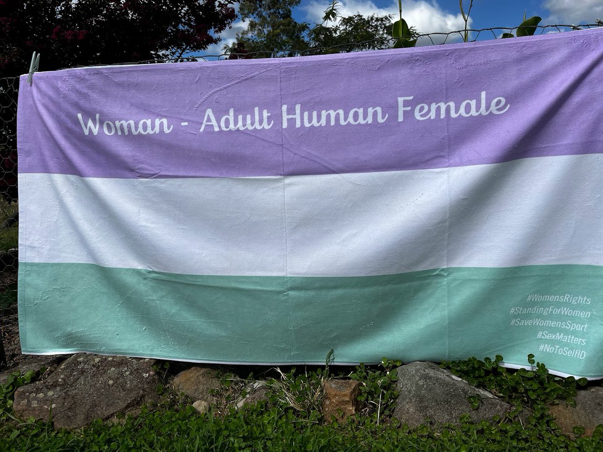 KirralieS's tweet photo. Great Mother's Day Gift Idea: 
Woman - Adult Human Female Beach or Bath Towel 
I LOVE my one. 

https://t.co/e6b61WYPY5 

#purple #green #woman #adulthuman #female #white #beachtowel #bathtowel #SaveWomensSports https://t.co/XVZIS2keiS
