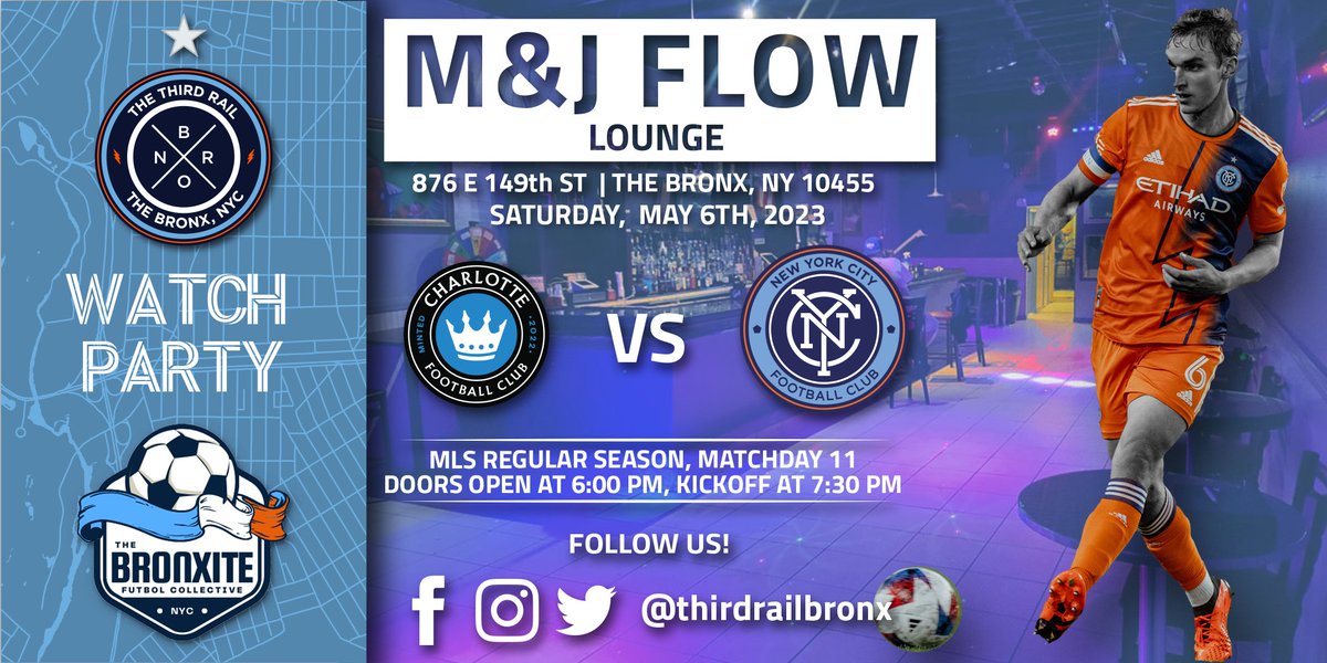 ThirdRailBronx's tweet photo. YERRRRRRR!
Pull up at our next watch party as NYCFC travels to Charlotte in search of our next three points.
#NYCFC #thirdrail #thirdrailbronx https://t.co/1XeSlDDhf9
