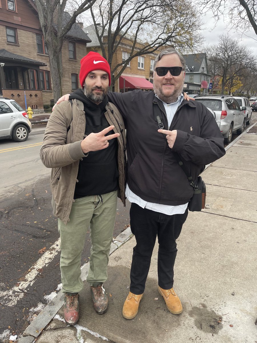 PODAWFUL's tweet photo. In memory of Davey Crocko, who would often spend time in my discord making fun of Alex Stein and @Mersh, here’s my favorite photo of him with Ethan Ralph where they are the same height, Davey is dressed like Tyrone Biggums, and his fly is down. https://t.co/rr0LHdOrbK