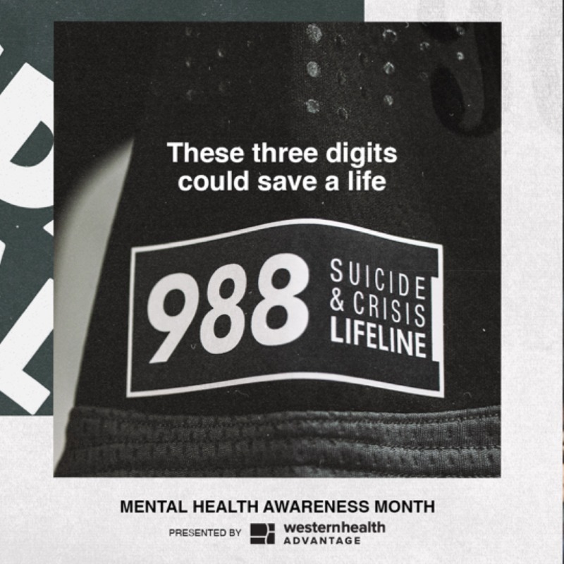 SacRepublicFC's tweet photo. As we enter Mental Health Awareness Month, we want to highlight the @988Lifeline that we wear on our sleeve, and how these three digits could save a life. 💜💙

@WesternHealth | @WellSpaceHealth