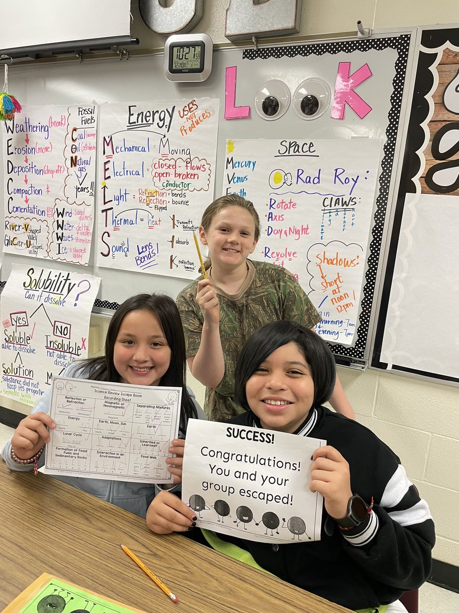 phultz's tweet photo. We had our last “escape room” review before our big science STAAR test tomorrow! Our fifth graders rocked the review and successfully escaped! We got this! 🥊 @NISDCarlosCoon https://t.co/i3BzlQmm1Z