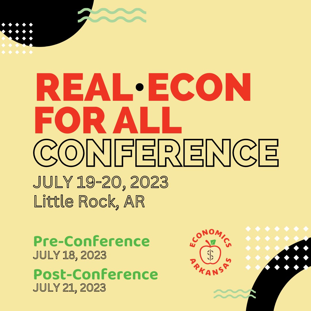 EconomicsAR's tweet photo. Save the date for our two-day REAL Conference this July! We’ll also have pre- and post-conference events presented by @FEEonline and @FTEorg on July 18th and 21st. 

Click here for more information: https://t.co/KPU3LqsFyR https://t.co/qbtw3Bj0lv