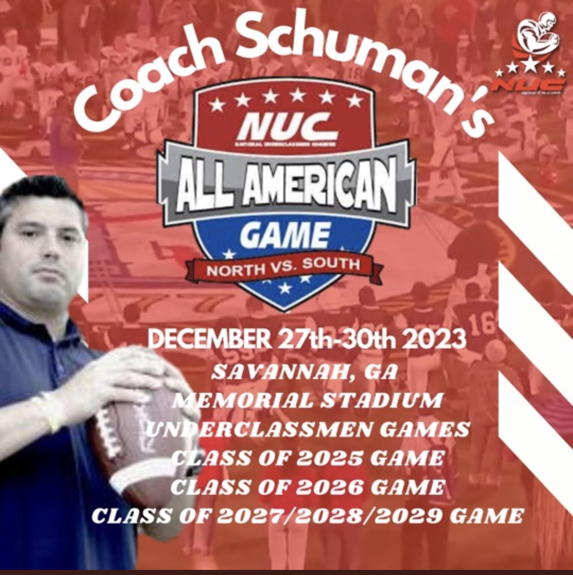 CM_six7's tweet photo. blessed to have received an invitation to the NUC north vs south all american game, all glory to God❤️⁦⁦@CoachSchuman⁩ ⁦@AMCAT_Football⁩⁦@Coach_Norvell⁩⁦@CoachdjCheetah⁩⁦@CoachKurtHine ⁦@mfarrellsports⁩ ⁦@coachrcoon⁩ https://t.co/OuJd3L2HrE