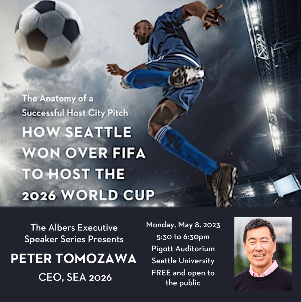 How did one of the world's biggest events end up coming to Seattle?

Join us next week as Peter Tomozawa, CEO of @Seattle_2026, speaks about the effort it took to bring the 2026 FIFA World Cup to Seattle.

FREE and open to the public.
RSVP here: lnkd.in/g5DN5BRB