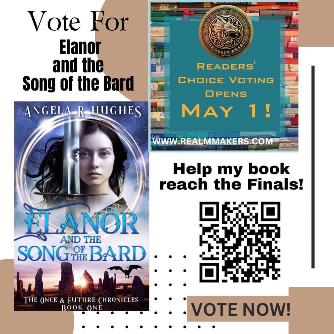 Voting for Realm Makers Readers’ Choice Awards has officially started! Help me get ELANOR & THE SONG OF THE BARD to the final round by casting your vote! Scan the QR code or use the link below. Thank you so much!!😊

Voting form:👇
form.asana.com/?k=CFJC0yYr4k9…

#readerschoiceawards