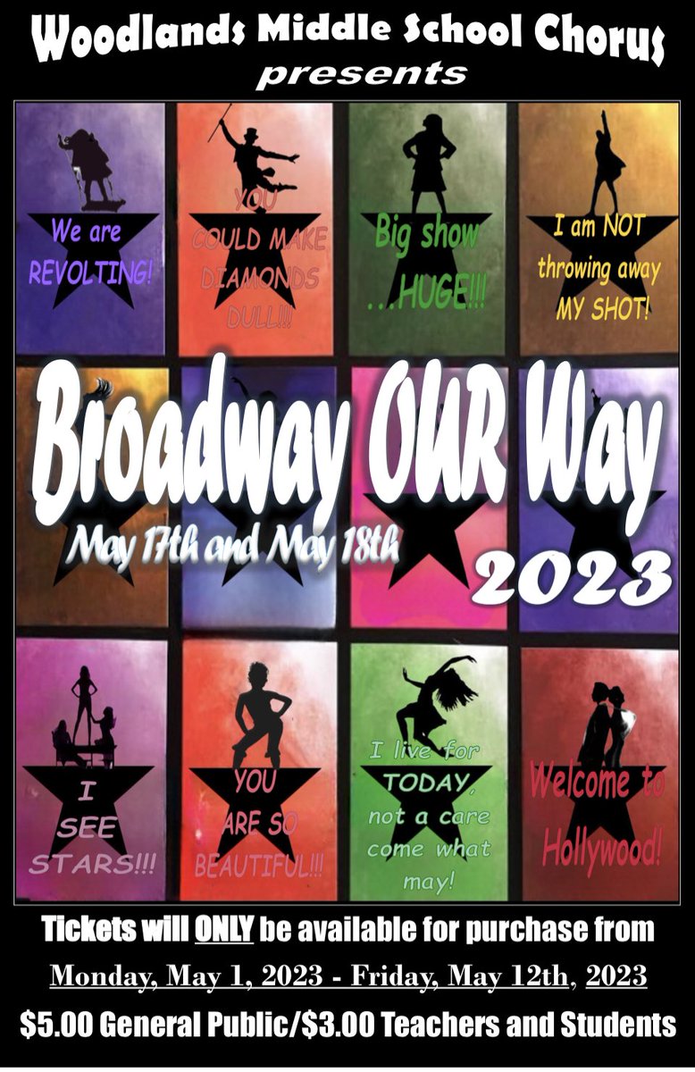 BROADWAY OUR WAY TICKET ORDER FORMS WENT OUT TODAY!!! 🎉 💃🏼🥳🎶
     If you would like to purchase a ticket for one of our shows (5/17 or 5/18) find a WMS Chorus Student near you! 😁(Or wait till they inevitably find you! 👀🤦🏼‍♀️😂) #BOW2023 <a href="/SDPBCJenKuras/">Jen Kuras</a> <a href="/AP_Hartman/">Dawn Hartman</a>