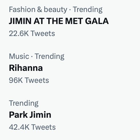 yvesaintbarbie's tweet photo. jimin, rihanna, &amp; zendaya trending when none of them are there LMAO https://t.co/h1A7NaqB9v