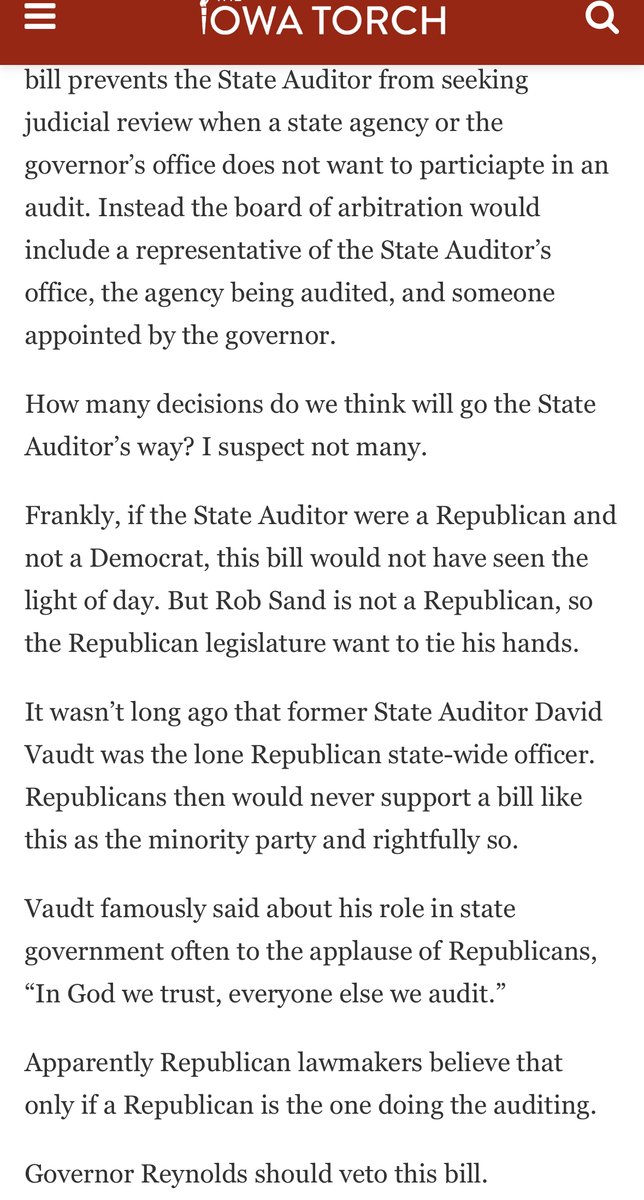 RobSandIA's tweet photo. The Iowa Torch, a conservative outlet, and an op Ed in the Marshalltown Times-Republican added to the outcry against SF478. Help spread the word! https://t.co/IBIPnUJRcw